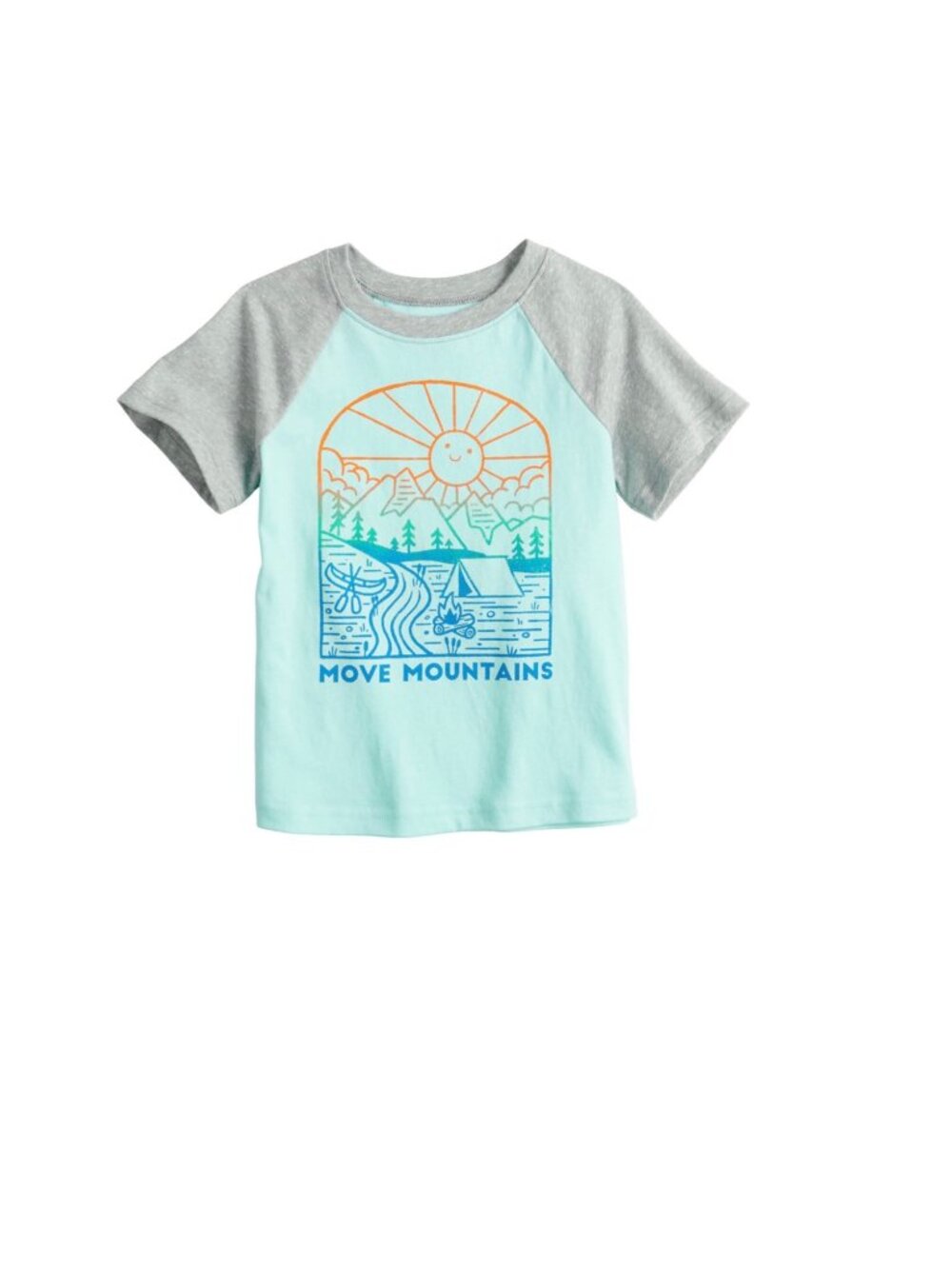 Jumping Beans Boys Gray Teal Move Mountain Graphic Short Sleeve Tee T-shirt 18M
